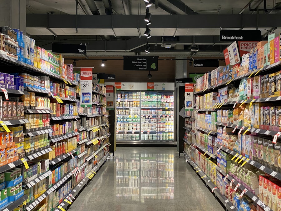 FMCG packaged consumer goods on retail shelves